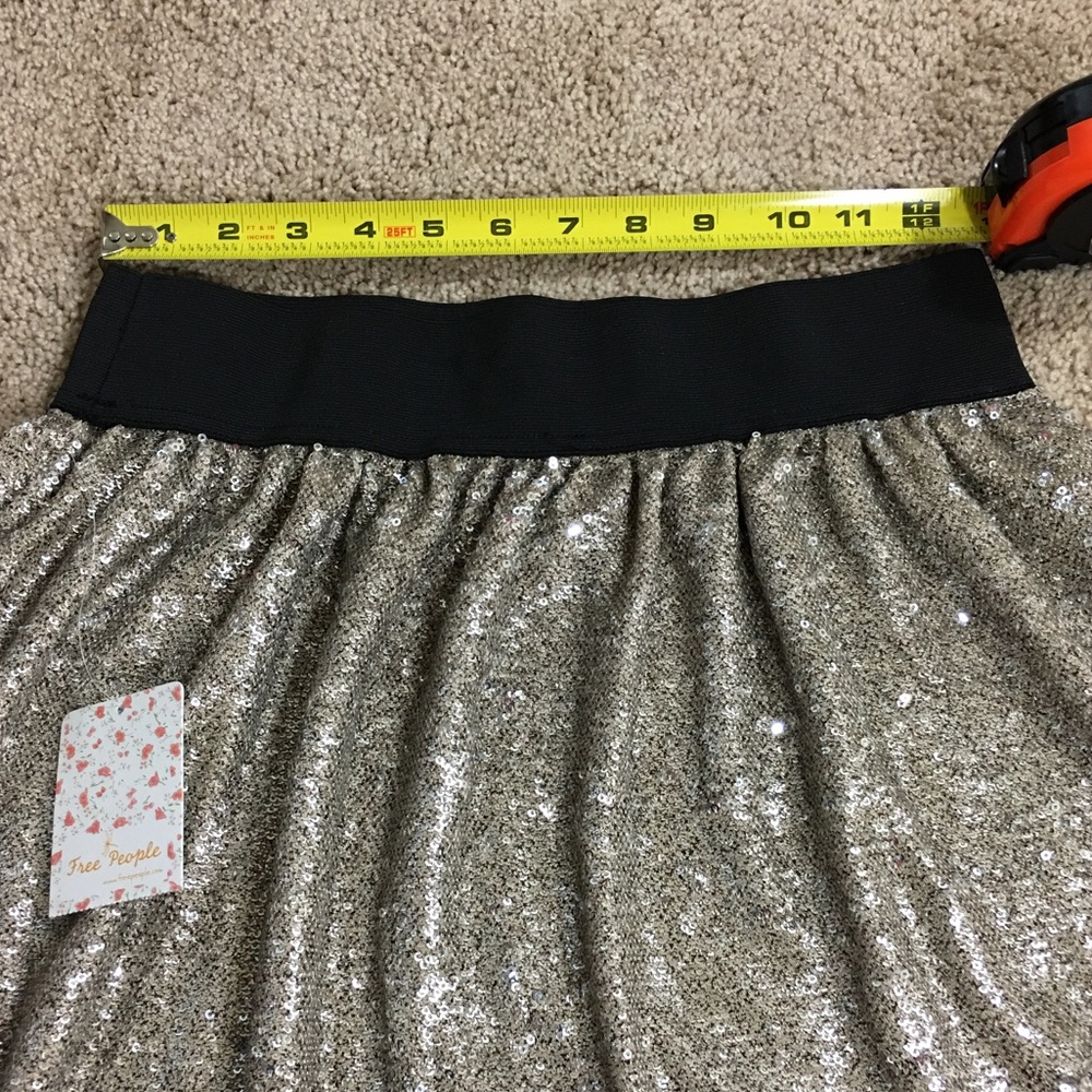 Free People Small Sequin Mesh-Hem A-Line Skirt NWT - Picture 7 of 8